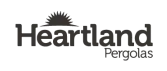Logo of Heartland Pergolas. The word Heartland is in bold black font with a black sunburst graphic above the letters ear. The word Pergolas, ideal for any DIY Deck Materials project or deck builder, is in smaller text below and to the right.