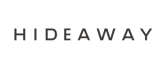 The word HIDEAWAY is written in uppercase, black, sans-serif letters on a light gray background—perfect inspiration for your next DIY Deck Materials project or consulting a Deck Builder.