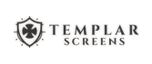Logo for Templar Screens featuring a shield with a cross emblem on the left and the company name Templar Screens in uppercase letters to the right of the shield.