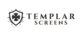 Logo for Templar Screens featuring a shield with a cross emblem on the left and the company name Templar Screens in uppercase letters to the right of the shield.